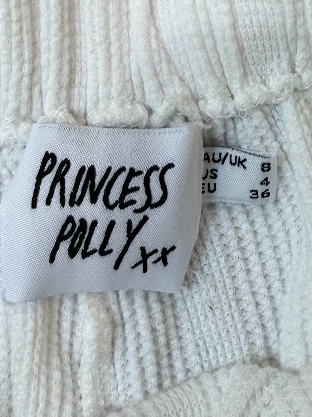 Princess Polly White Ribbed Drawstring Soft Casual Shorts - Picture 3 of 3